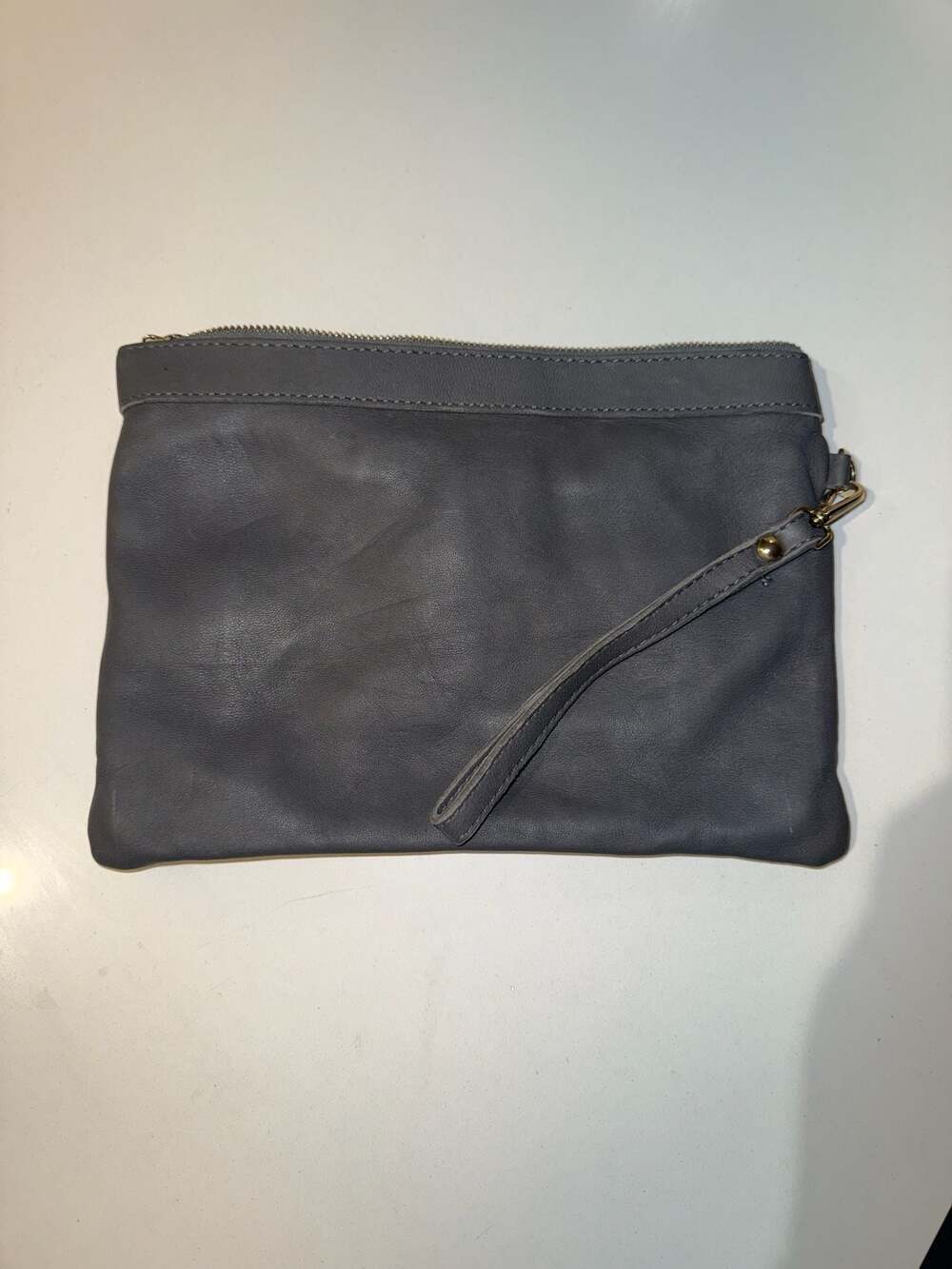 Laura Di Maggio Milano Grey Genuine Leather Wristlet Clutch Bag